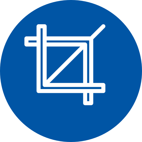 Cropping tool icon in blue